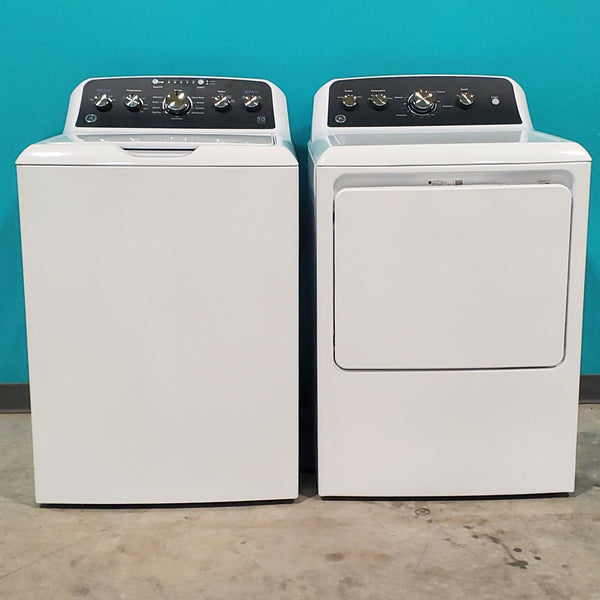 GE 4.5 cu. ft. Capacity Washer with Stainless Steel Basket, Cold Plus and Wash Boost and GE 7.2 cu. ft. Capacity Electric Dryer with Up To 120 ft. Venting and Extended Tumble - Open Box