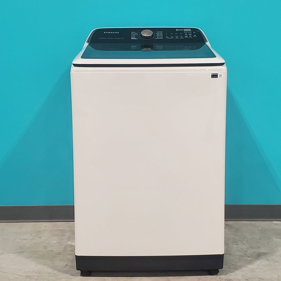 Samsung Extra-Large Capacity Smart Top Load 5.5 cu. ft. Washer with Auto Dispense System in Ivory and WI-FI Connectivity WA55CG7500AE - Open Box