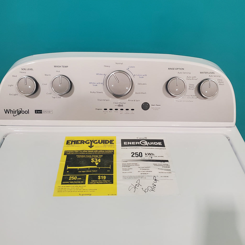 Pictures of Whirlpool 3.8–3.9 Cu. Ft. Top Load Washer with 2 in 1 Removable Agitator and Soil Level Selection WTW4957PW - Open Box - Neu Appliance Outlet - Discount Appliance Outlet in Austin, Tx