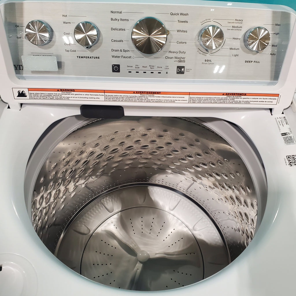 Pictures of Top Load Maytag 4.8 cu ft Power Impeller Washer with Extra Power Option and Deep Fill MVW5430MW - Scratch & Dent - Minor - Neu Appliance Outlet - Discount Appliance Outlet in Austin, Tx