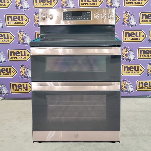 GE Free-Standing 30" Electric Double Oven Convection Range with No-Preheat Air Fry JBS86SPSS - Open Box