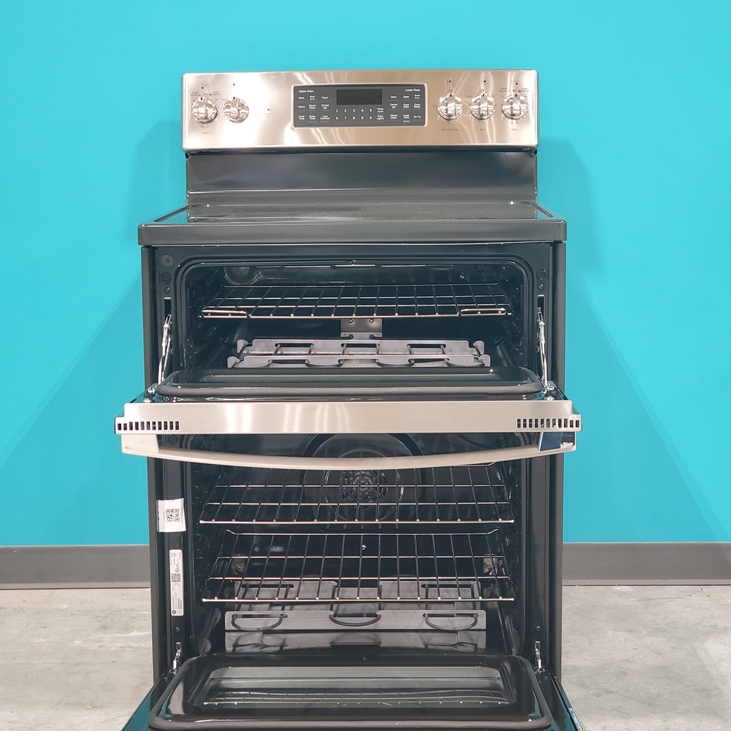 Pictures of GE Free-Standing 30" Electric Double Oven Convection Range with No-Preheat Air Fry JBS86SPSS - Open Box - Neu Appliance Outlet - Discount Appliance Outlet in Austin, Tx