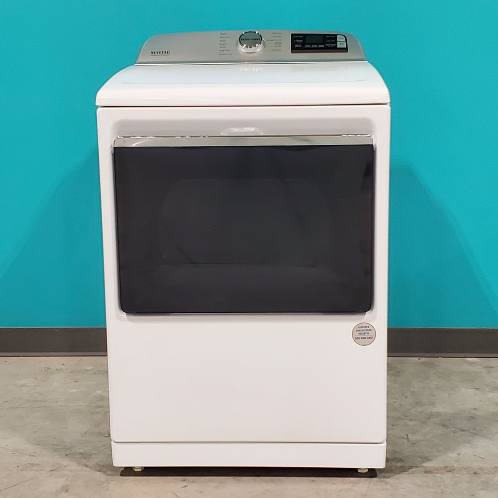 Pictures of Maytag 4.7 cu. ft. Smart Top Load Washing Machine with Extra Power Button and Deep Fill option MVW6230HW and ENERGY STAR Smart Capable 7.4 cu. ft. Electric Steam Dryer with Extra Power Button MED7230HW - Open Box - Neu Appliance Outlet - Discount Appliance Outlet in Austin, Tx