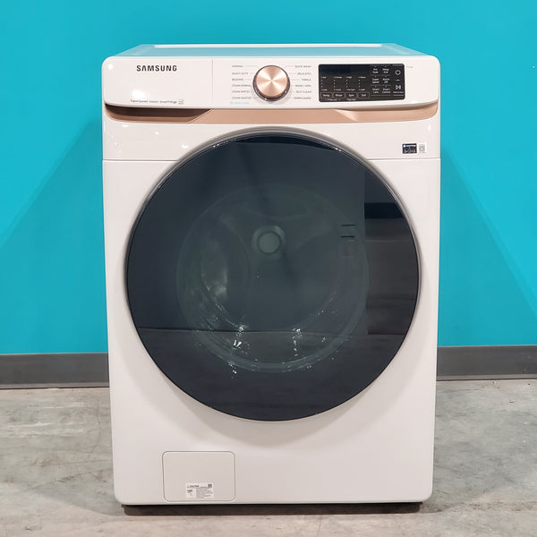 Samsung Extra Large Capacity 5.0 cu. ft. Smart Front Load Washer in Ivory with Super Speed Wash and Steam Wi-Fi Connectivity WF50BG8300AEUS- Open Box