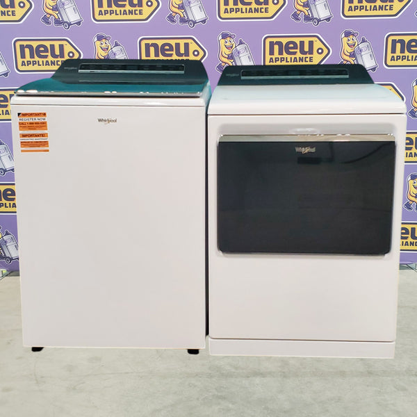 ENERGY STAR Whirlpool 5.2 - 5.3 cu. ft. Smart Top Load Washing Machine with 2 in 1 Removable Agitator WTW8127LW and 7.4 cu. ft. Electric Dryer with Hamper Door WED8127LW - Open Box