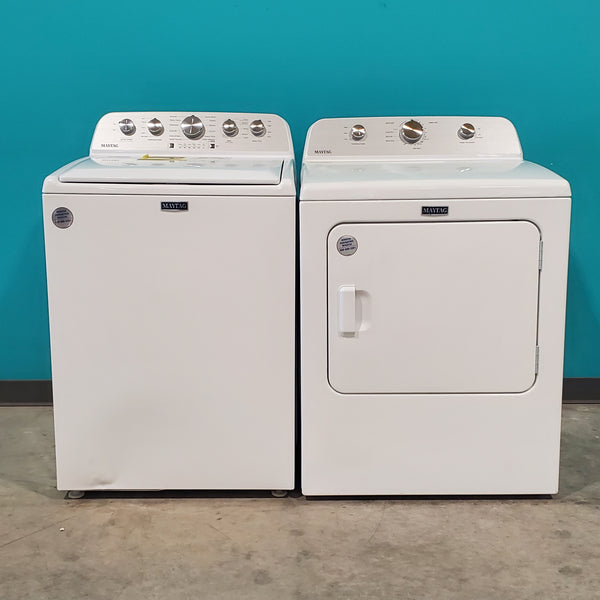 Maytag Top Load 4.5 Cu. Ft. Washer with Extra Power MVW5035MW and Maytag Top Load 7.0 Cu. Ft. Electric Dryer with Wrinkle Prevent Phase MED4500MW - Scratch and Dent (Minor)