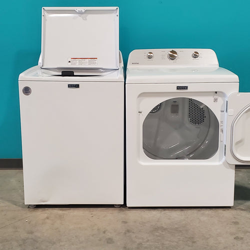 Pictures of Maytag Top Load 4.5 Cu. Ft. Washer with Extra Power MVW5035MW and Maytag Top Load 7.0 Cu. Ft. Electric Dryer with Wrinkle Prevent Phase MED4500MW - Scratch and Dent (Minor) - Neu Appliance Outlet - Discount Appliance Outlet in Austin, Tx