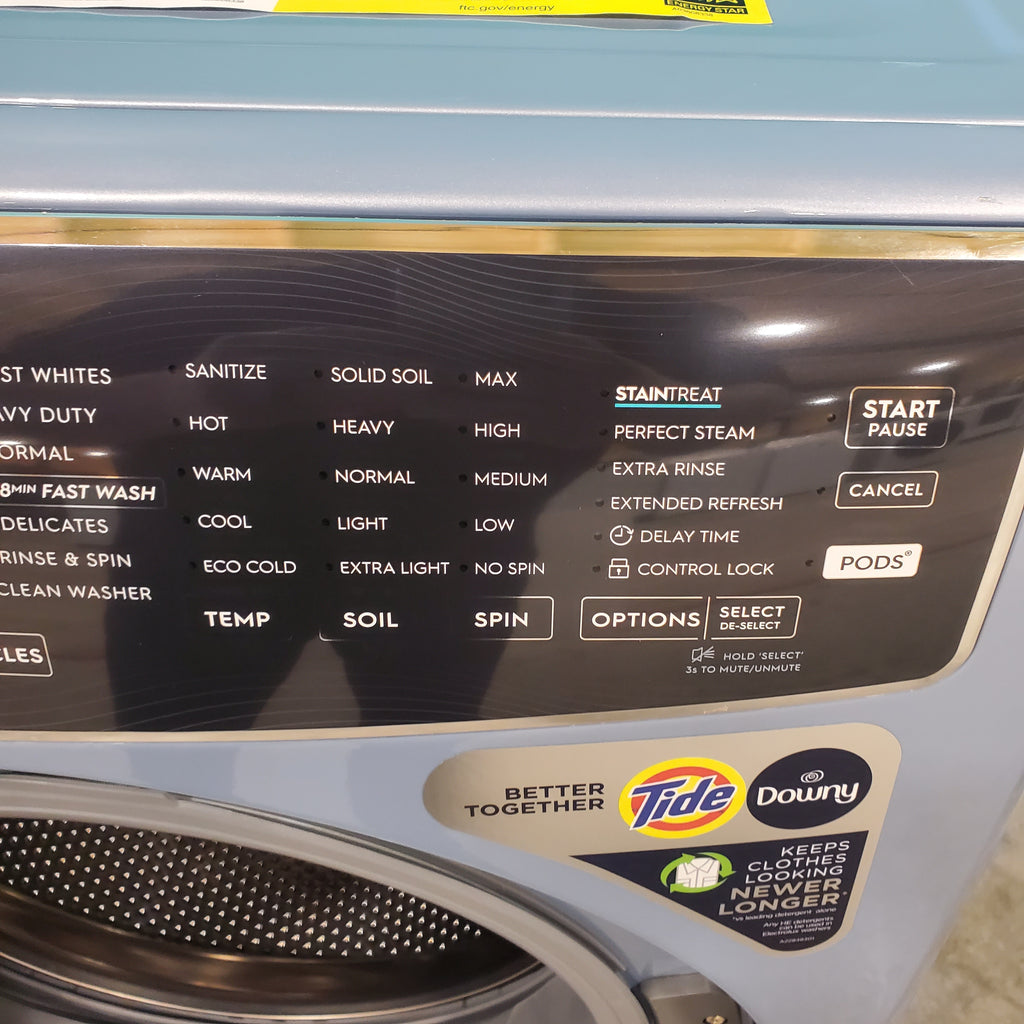 Pictures of Glacier Blue Electrolux 27 in. 4.5 cu.ft. HE Front Load ENERGY STAR Washer with LuxCare Wash System 20-minutes Fast Wash and 8 cu.ft. Electric Dryer vented Front Load Perfect Steam Dryer with Instant Refresh - Open Box - Neu Appliance Outlet - Discount Appliance Outlet in Austin, Tx