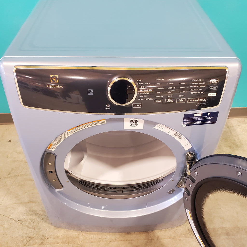 Pictures of Glacier Blue Electrolux 27 in. 4.5 cu.ft. HE Front Load ENERGY STAR Washer with LuxCare Wash System 20-minutes Fast Wash and 8 cu.ft. Electric Dryer vented Front Load Perfect Steam Dryer with Instant Refresh - Open Box - Neu Appliance Outlet - Discount Appliance Outlet in Austin, Tx