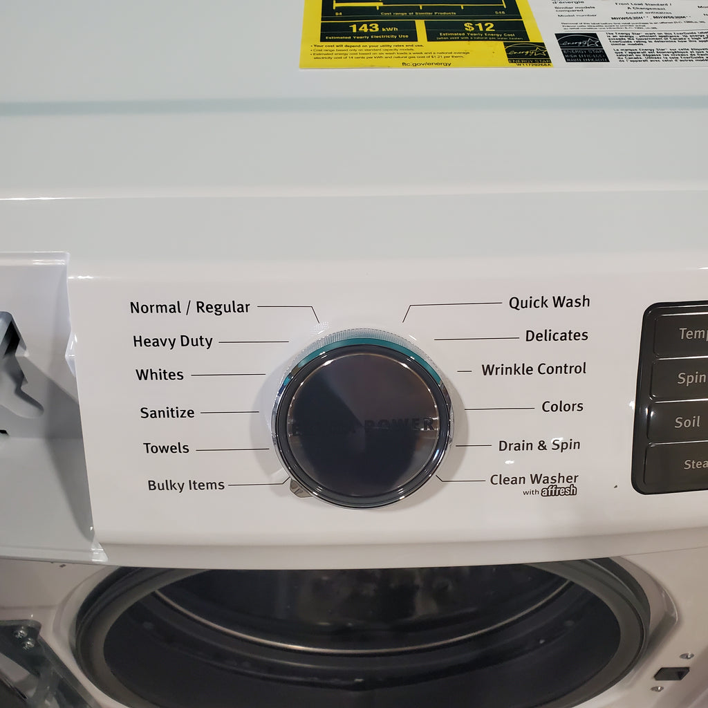 Pictures of Maytag Front Load 4.8 Cu. Ft. Washer with 16 Hour Fresh Hold Option MHW6630HW - Scratch and Dent (Moderate) and Maytag Front Load 7.3 Cu. Ft. Electric Dryer with Extra Power and Quick Dry Cycle MED5630HW - Open Box - Neu Appliance Outlet - Discount Appliance Outlet in Austin, Tx