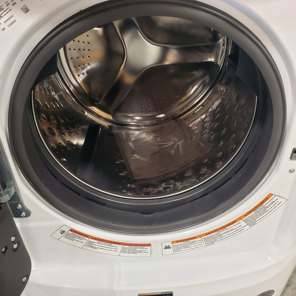 Pictures of Maytag Front Load 4.8 Cu. Ft. Washer with 16 Hour Fresh Hold Option MHW6630HW - Scratch and Dent (Moderate) and Maytag Front Load 7.3 Cu. Ft. Electric Dryer with Extra Power and Quick Dry Cycle MED5630HW - Open Box - Neu Appliance Outlet - Discount Appliance Outlet in Austin, Tx