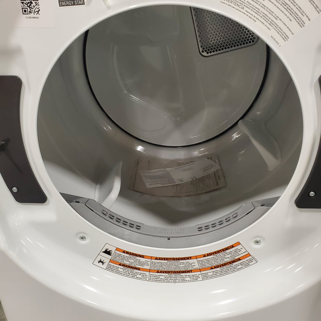Pictures of Whirlpool Large Capacity 5.0 Cu. Ft. Front Load Washer with Quick Wash Cycle and Sanitize Cycle in White WFW6605MW - Scratch and Dent (Minor) and 7.4 Cu. Ft. Electric Wrinkle Shield Dryer with Advanced Moisture Sensing WED5605MW - Open Box - Neu Appliance Outlet - Discount Appliance Outlet in Austin, Tx