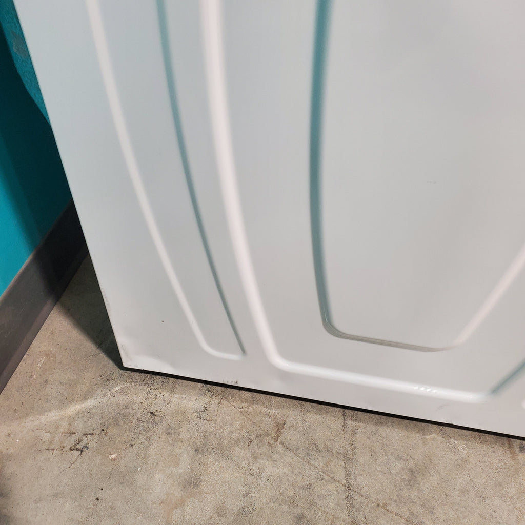 Pictures of Whirlpool Large Capacity 5.0 Cu. Ft. Front Load Washer with Quick Wash Cycle and Sanitize Cycle in White WFW6605MW - Scratch and Dent (Minor) and 7.4 Cu. Ft. Electric Wrinkle Shield Dryer with Advanced Moisture Sensing WED5605MW - Open Box - Neu Appliance Outlet - Discount Appliance Outlet in Austin, Tx