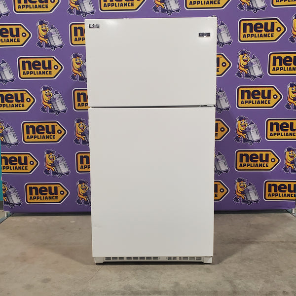 Maytag White 33-Inch Wide 21 Cu. Ft. Top Freezer Refrigerator with PowerCold® Feature and Bright Series LED Lighting MRT311FFFH - Scratch & Dent - Minor