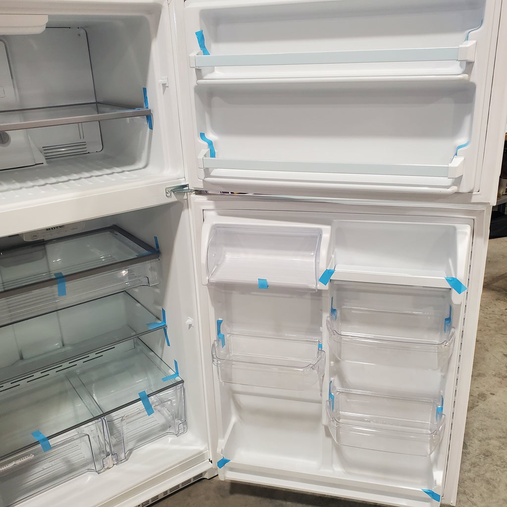 Pictures of Maytag White 33-Inch Wide 21 Cu. Ft. Top Freezer Refrigerator with PowerCold® Feature and Bright Series LED Lighting MRT311FFFH - Scratch & Dent - Minor - Neu Appliance Outlet - Discount Appliance Outlet in Austin, Tx