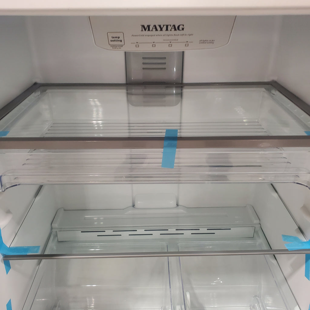 Pictures of Maytag White 33-Inch Wide 21 Cu. Ft. Top Freezer Refrigerator with PowerCold® Feature and Bright Series LED Lighting MRT311FFFH - Scratch & Dent - Minor - Neu Appliance Outlet - Discount Appliance Outlet in Austin, Tx