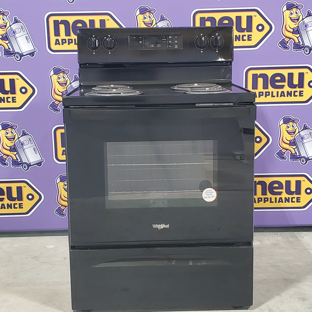 Pictures of Whirlpool 30" Black 4.8 cu. ft. Electric Coil Top Range with Keep Warm Setting WFC150M0JB - Scratch & Dent - Minor - Neu Appliance Outlet - Discount Appliance Outlet in Austin, Tx