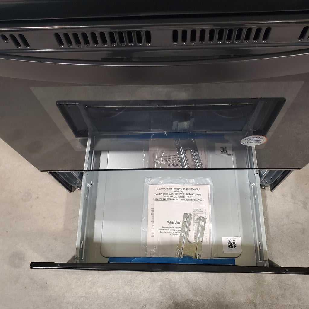 Pictures of Whirlpool 30" Black 4.8 cu. ft. Electric Coil Top Range with Keep Warm Setting WFC150M0JB - Scratch & Dent - Minor - Neu Appliance Outlet - Discount Appliance Outlet in Austin, Tx