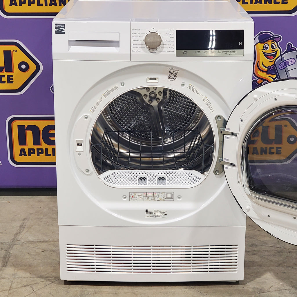 Pictures of Kenmore 24 inch Stackable White 2.2 cu. ft. Steam Front-Load Washer with Accela Wash 2641202 and 4.0 cu. ft. Ventless Front-Load Stackable Front-Load Dryer in White with Stainless Steel Drum 2681202 - Neu Appliance Outlet - Discount Appliance Outlet in Austin, Tx