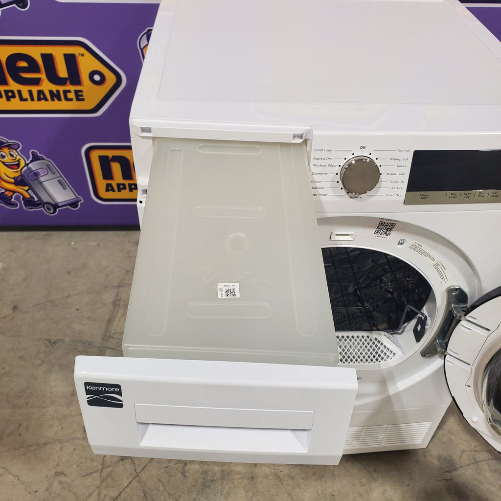 Pictures of Kenmore 24 inch Stackable White 2.2 cu. ft. Steam Front-Load Washer with Accela Wash 2641202 and 4.0 cu. ft. Ventless Front-Load Stackable Front-Load Dryer in White with Stainless Steel Drum 2681202 - Neu Appliance Outlet - Discount Appliance Outlet in Austin, Tx