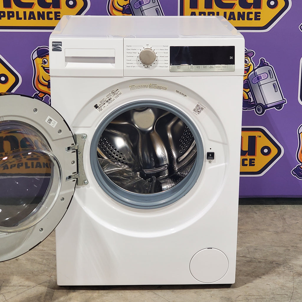 Pictures of Kenmore 24 inch Stackable White 2.2 cu. ft. Steam Front-Load Washer with Accela Wash 2641202 and 4.0 cu. ft. Ventless Front-Load Stackable Front-Load Dryer in White with Stainless Steel Drum 2681202 - Neu Appliance Outlet - Discount Appliance Outlet in Austin, Tx