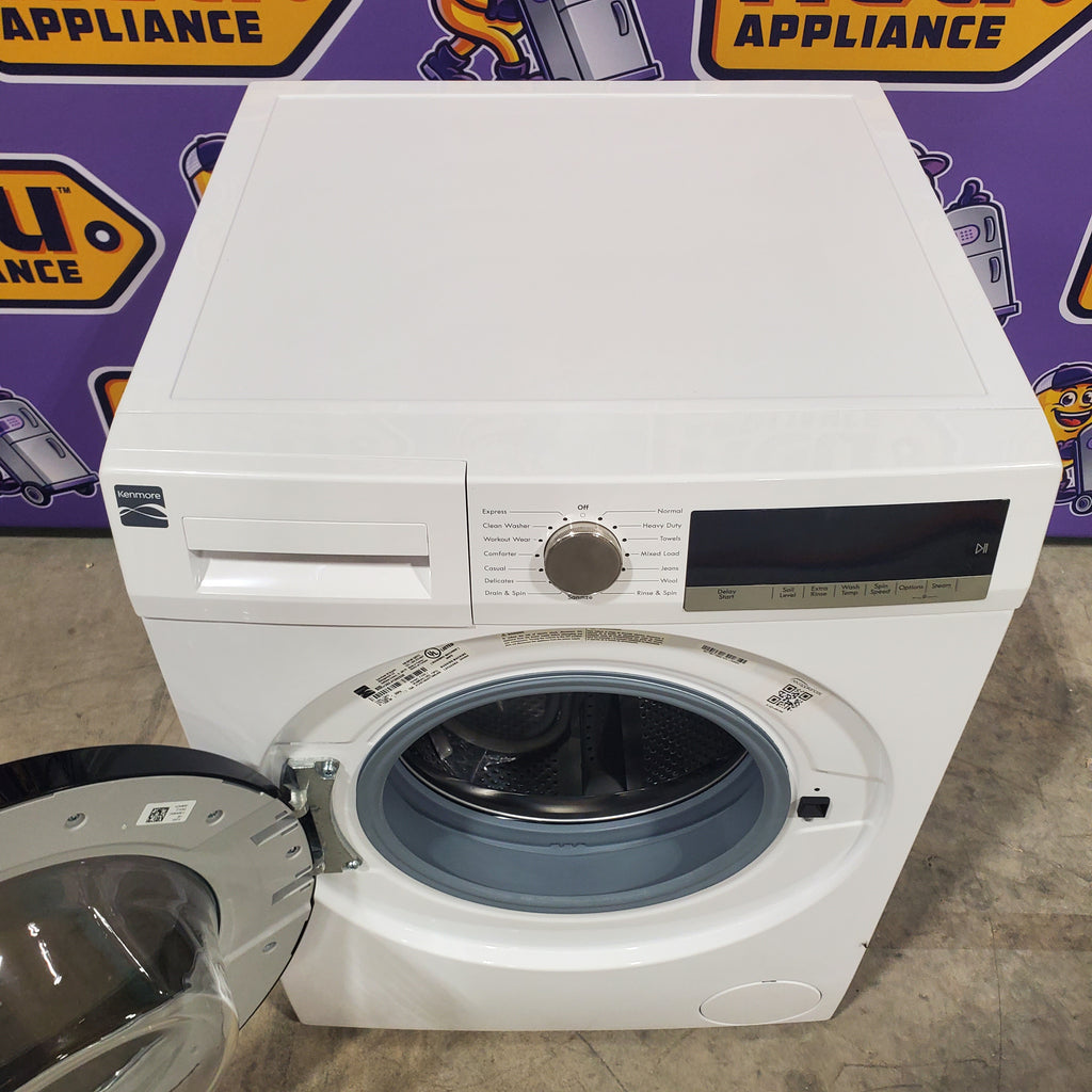 Pictures of Kenmore 24 inch Stackable White 2.2 cu. ft. Steam Front-Load Washer with Accela Wash 2641202 and 4.0 cu. ft. Ventless Front-Load Stackable Front-Load Dryer in White with Stainless Steel Drum 2681202 - Neu Appliance Outlet - Discount Appliance Outlet in Austin, Tx