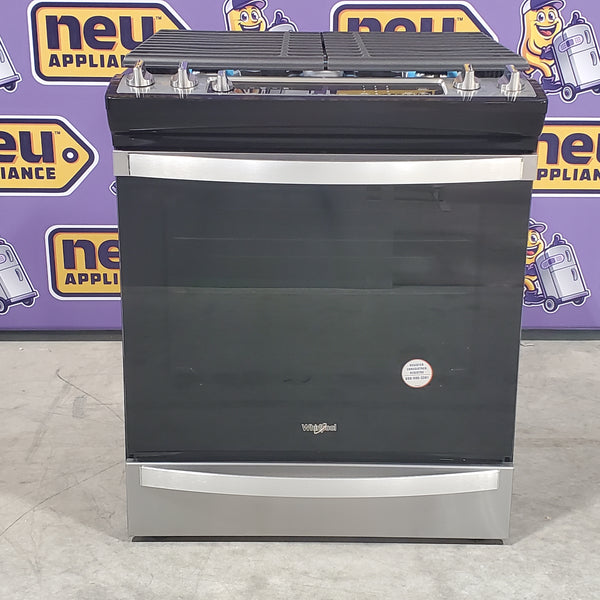Fingerprint Resistant Stainless Steel Whirlpool 5.8 cu. ft. 5 Burner Gas Slide In Range with Air Fry WEG745H0LZ - Scratch & Dent - Minor