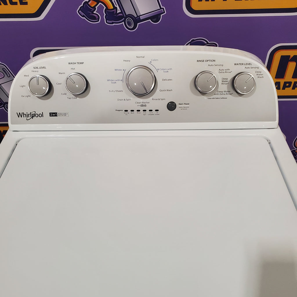 Pictures of Whirlpool 3.8–3.9 Cu. Ft. Top Load Washer with 2 in 1 Removable Agitator and Soil Level Selection WTW4957PW and Whirlpool 7-cu ft Vented Electric Dryer WED4815EW - Open Box - Neu Appliance Outlet - Discount Appliance Outlet in Austin, Tx