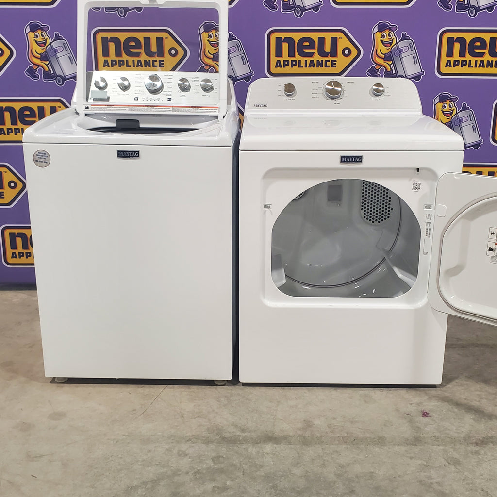 Pictures of Maytag Top Load 4.7 cu. ft. Agitator Washer with Extra Power and Deep Fill Option MVW5435PW and Electric Wrinkle Prevent 7.0 cu. ft Dryer with End of Cycle Signal MED4500MW - Open Box - Neu Appliance Outlet - Discount Appliance Outlet in Austin, Tx