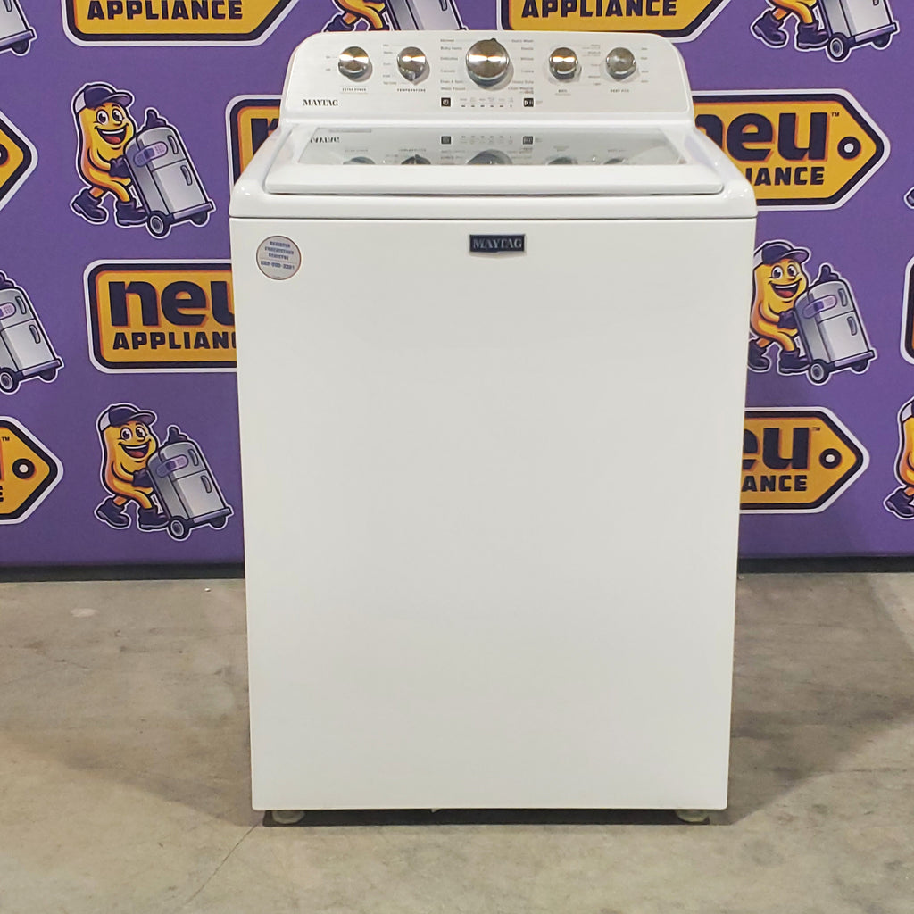 Pictures of Maytag Top Load 4.7 cu. ft. Agitator Washer with Extra Power and Deep Fill Option MVW5435PW and Electric Wrinkle Prevent 7.0 cu. ft Dryer with End of Cycle Signal MED4500MW - Open Box - Neu Appliance Outlet - Discount Appliance Outlet in Austin, Tx