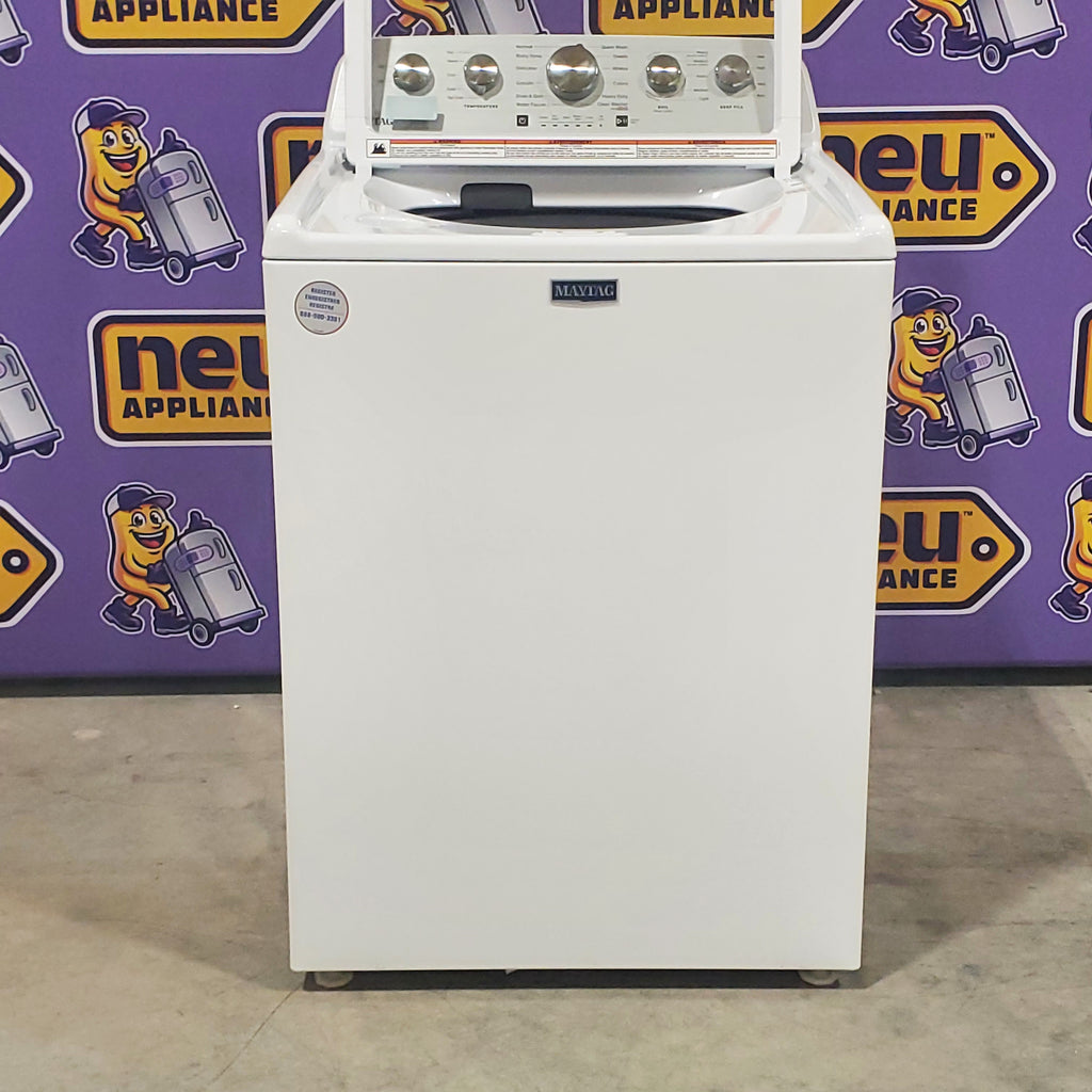 Pictures of Maytag Top Load 4.7 cu. ft. Agitator Washer with Extra Power and Deep Fill Option MVW5435PW and Electric Wrinkle Prevent 7.0 cu. ft Dryer with End of Cycle Signal MED4500MW - Open Box - Neu Appliance Outlet - Discount Appliance Outlet in Austin, Tx