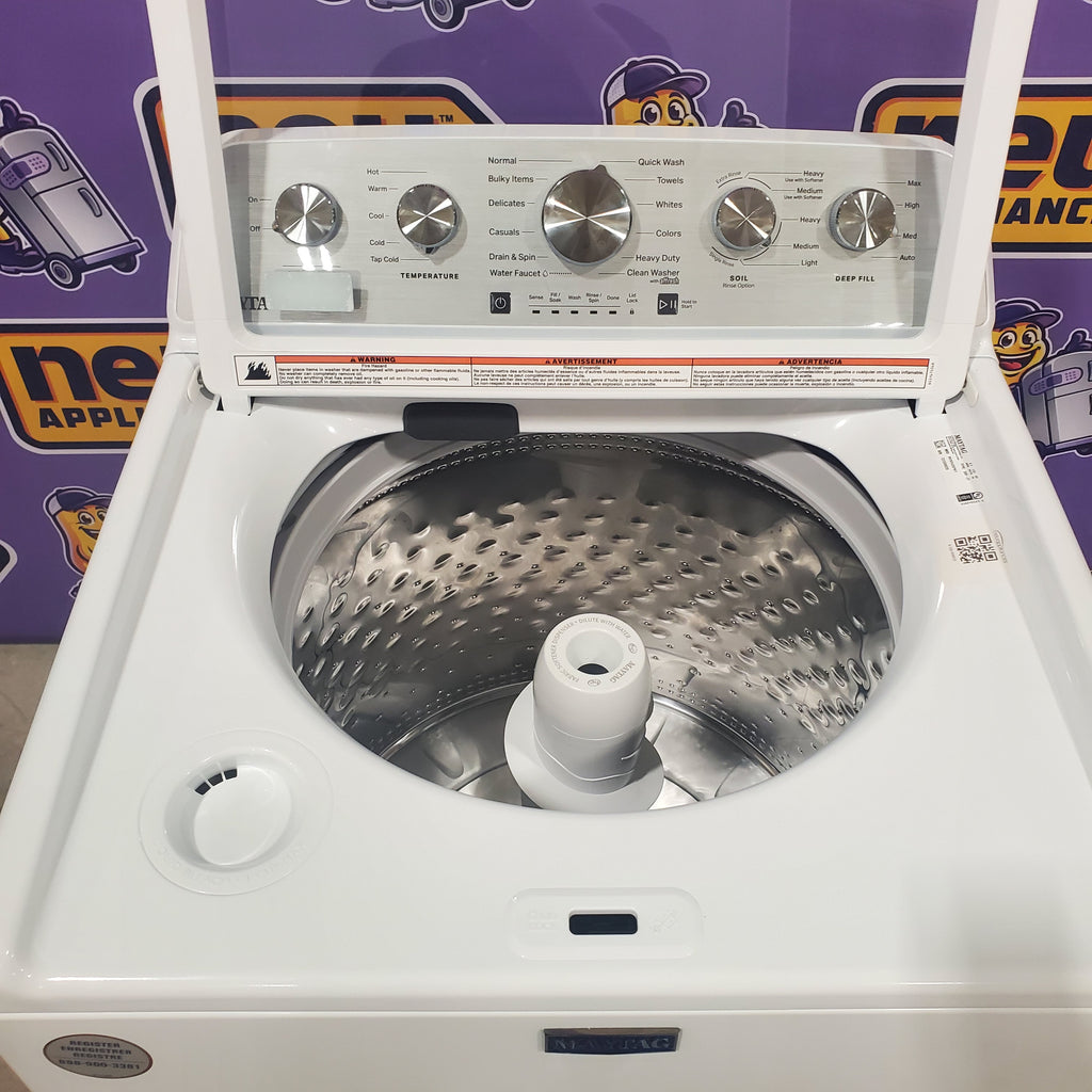 Pictures of Maytag Top Load 4.7 cu. ft. Agitator Washer with Extra Power and Deep Fill Option MVW5435PW and Electric Wrinkle Prevent 7.0 cu. ft Dryer with End of Cycle Signal MED4500MW - Open Box - Neu Appliance Outlet - Discount Appliance Outlet in Austin, Tx