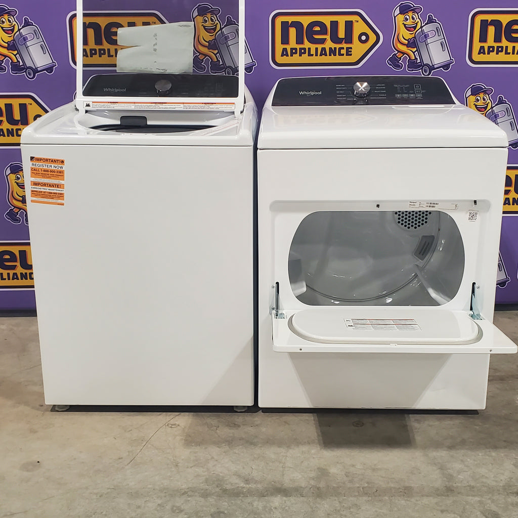 Pictures of Whirlpool 4.7–4.8 Cu. Ft. Top Load Washer with 2 in 1 Removable Agitator and Built-In Water Faucet and 7.0 Cu. Ft. Top Load Electric Moisture Sensing Dryer with Wrinkle Shield™ Option - Neu Appliance Outlet - Discount Appliance Outlet in Austin, Tx