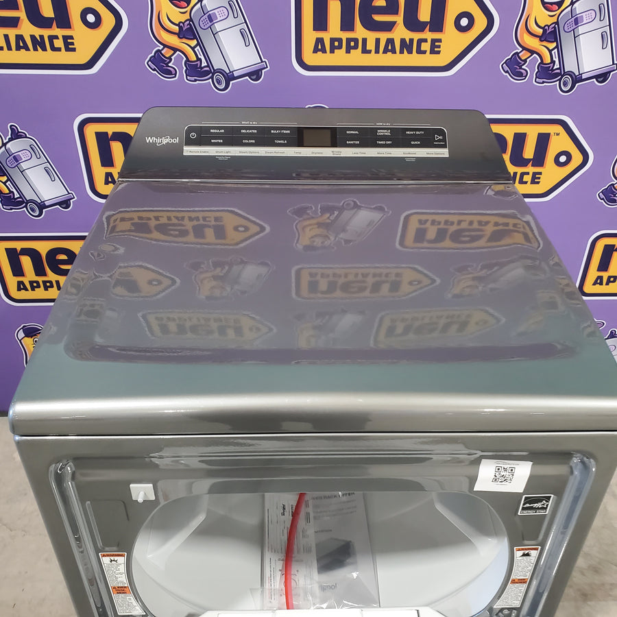 Whirlpool Chrome Shadow 5.2 - 5.3 cu. ft. ENERGY STAR Top Load Washer with 2 in 1 Removable Agitator and Load & Go™ dispenser WTW8127LC and  7.4 cu. ft. Top Load Electric Dryer with Advanced Moisture Sensing WED8127LC - Scratch & Dent - Minor