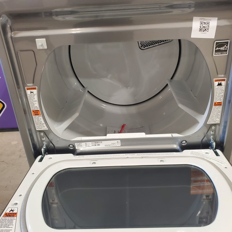 Whirlpool Chrome Shadow 5.2 - 5.3 cu. ft. ENERGY STAR Top Load Washer with 2 in 1 Removable Agitator and Load & Go™ dispenser WTW8127LC and  7.4 cu. ft. Top Load Electric Dryer with Advanced Moisture Sensing WED8127LC - Scratch & Dent - Minor