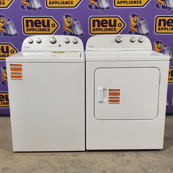 HE Whirlpool 3.5 cu. ft. Top Load Washing Machine with Deep Water Wash WTW4816FW and 7 cu. ft. Electric Dryer with AutoDry WED4815EW- Scratch & Dent - Minor