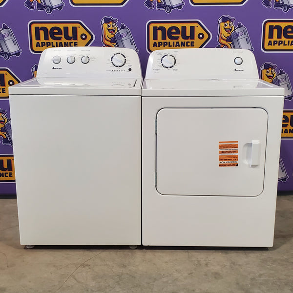 Amana 3.8 cu. ft. Top Load Washing Machine with Deep Water Wash Option NTW4519JW and Amana 6.5 cu. ft. Electric Dryer with Automatic Cycles NED4655EW - Scratch & Dent - Minor