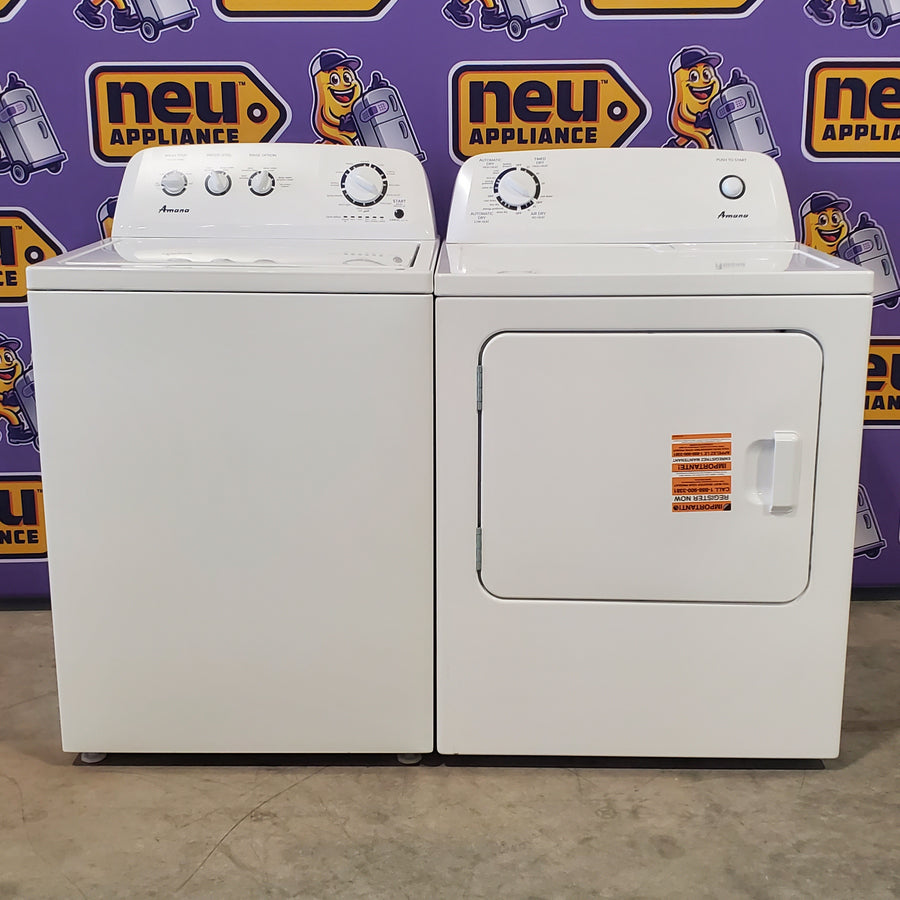 Amana 3.8 cu. ft. Top Load Washing Machine with Deep Water Wash Option NTW4519JW and Amana 6.5 cu. ft. Electric Dryer with Automatic Cycles NED4655EW - Scratch & Dent - Minor