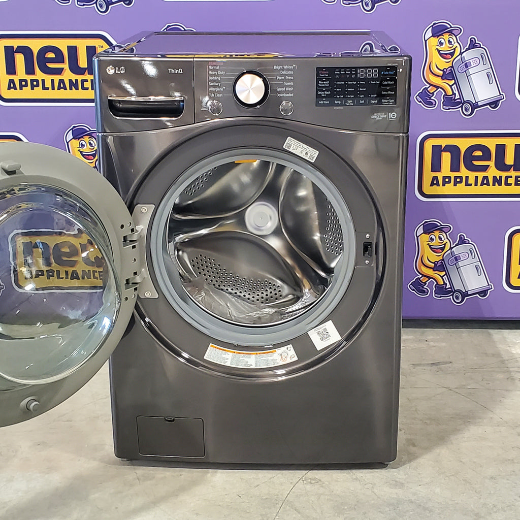 LG 4.5 cu. ft. Ultra Large Capacity Smart wi-fi Enabled Front Load Washer with TurboWash™ 360°  WM4000HBA and LG 7.4 cu. ft. Ultra Large Capacity Smart wi-fi Enabled Front Load Electric Dryer with TurboSteam™ DLEX4000B - Scratch & Dent - Minor