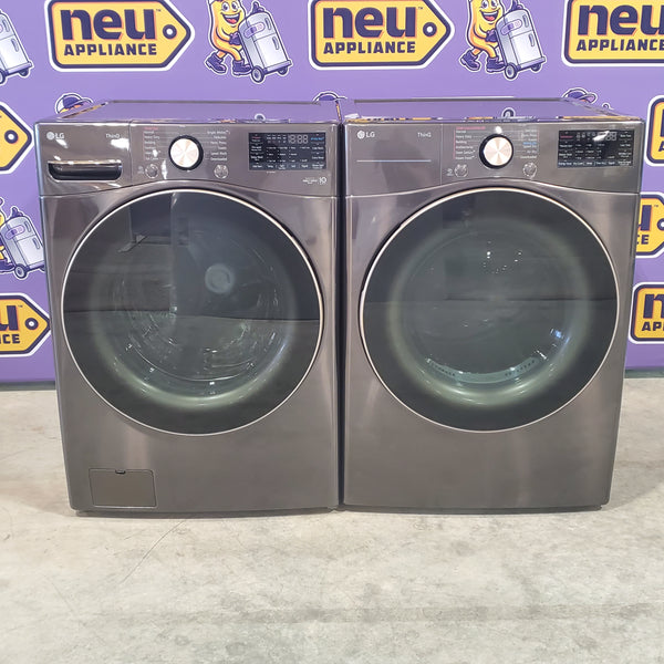 LG 4.5 cu. ft. Ultra Large Capacity Smart wi-fi Enabled Front Load Washer with TurboWash™ 360°  WM4000HBA and LG 7.4 cu. ft. Ultra Large Capacity Smart wi-fi Enabled Front Load Electric Dryer with TurboSteam™ DLEX4000B - Open Box