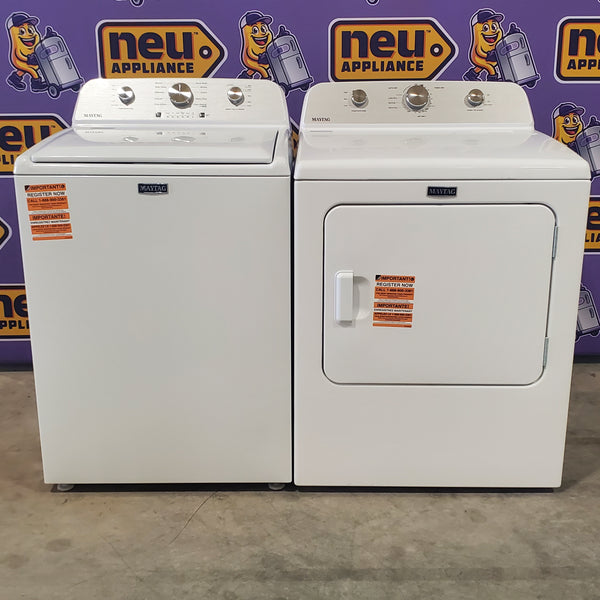Maytag White 4.5 cu. ft. Top Load Washer with Power Agitator MVW4505MW - Scratch and Dent (Moderate) and Maytag White 7.0 cu. ft. Electric Dryer with Reversible Door MED4500MW - Scratch and Dent (Minor)