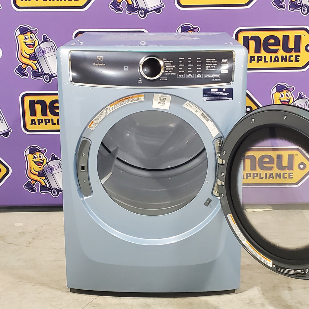Pictures of Glacier Blue Electrolux 27 in. 4.5 cu.ft. HE Front Load ENERGY STAR Washer with LuxCare Wash System 20-minutes Fast Wash ELFW7437AG and 8 cu.ft. Electric Dryer vented Front Load Perfect Steam Dryer with Instant Refresh ELFE7437AG - Neu Appliance Outlet - Discount Appliance Outlet in Austin, Tx