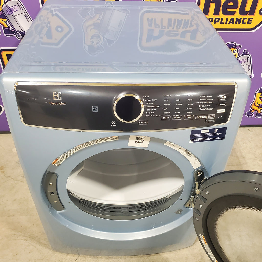 Pictures of Glacier Blue Electrolux 27 in. 4.5 cu.ft. HE Front Load ENERGY STAR Washer with LuxCare Wash System 20-minutes Fast Wash ELFW7437AG and 8 cu.ft. Electric Dryer vented Front Load Perfect Steam Dryer with Instant Refresh ELFE7437AG - Neu Appliance Outlet - Discount Appliance Outlet in Austin, Tx