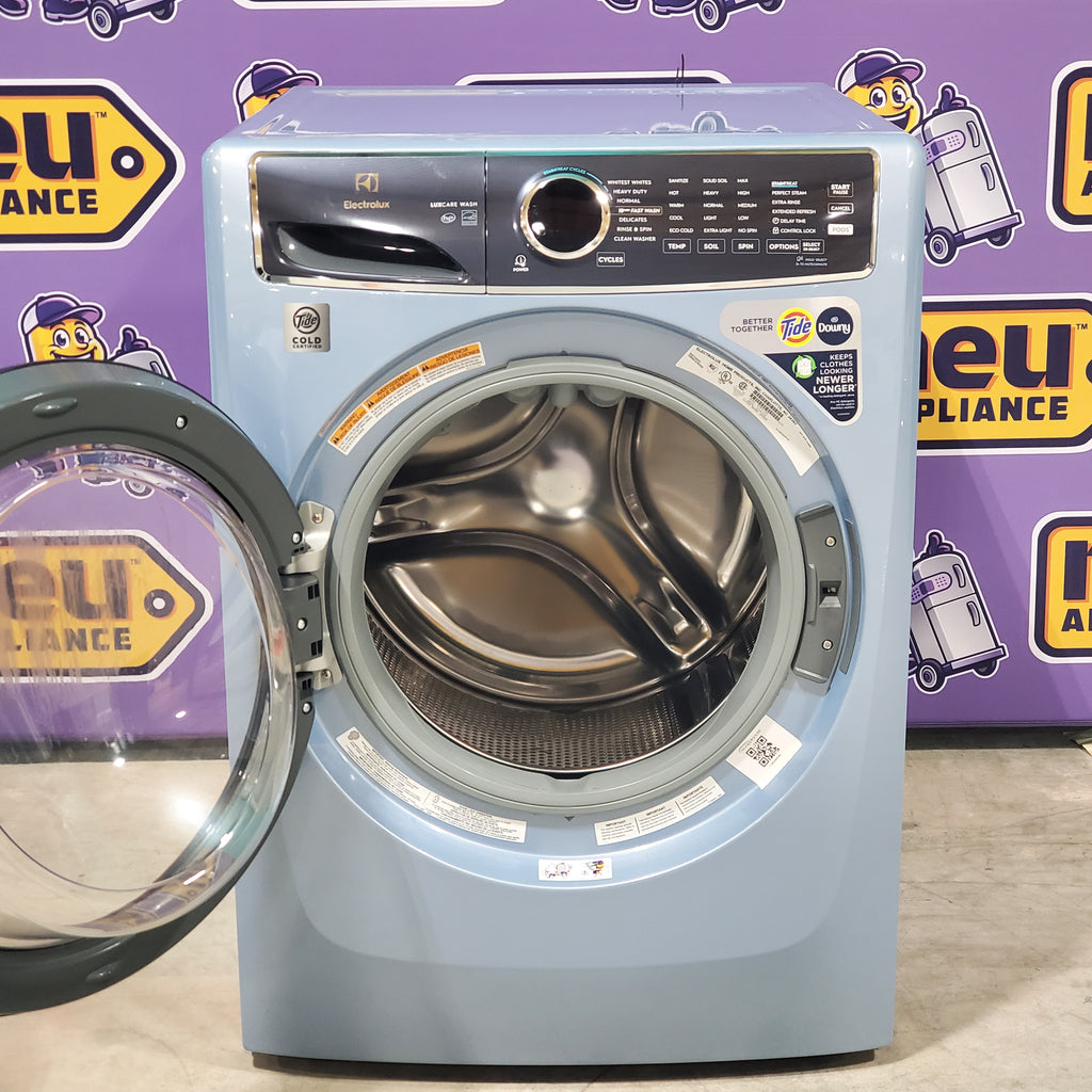 Pictures of Glacier Blue Electrolux 27 in. 4.5 cu.ft. HE Front Load ENERGY STAR Washer with LuxCare Wash System 20-minutes Fast Wash ELFW7437AG and 8 cu.ft. Electric Dryer vented Front Load Perfect Steam Dryer with Instant Refresh ELFE7437AG - Neu Appliance Outlet - Discount Appliance Outlet in Austin, Tx