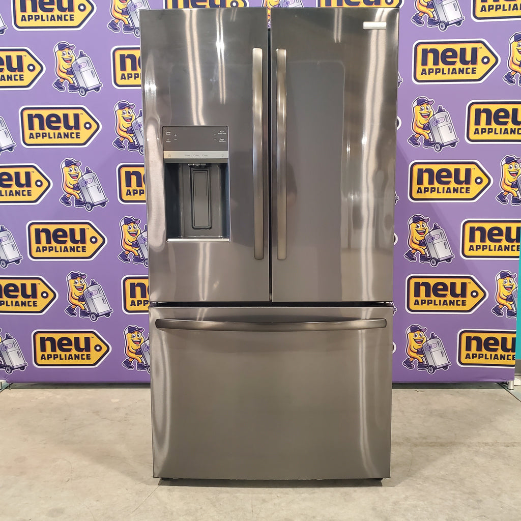 Black Stainless Steel ENERGY STAR Frigidaire 27.8 cu. ft. 3 Door French Door Refrigerator with Exterior Water and Ice Dispenser FRFS2823AD - Open Box