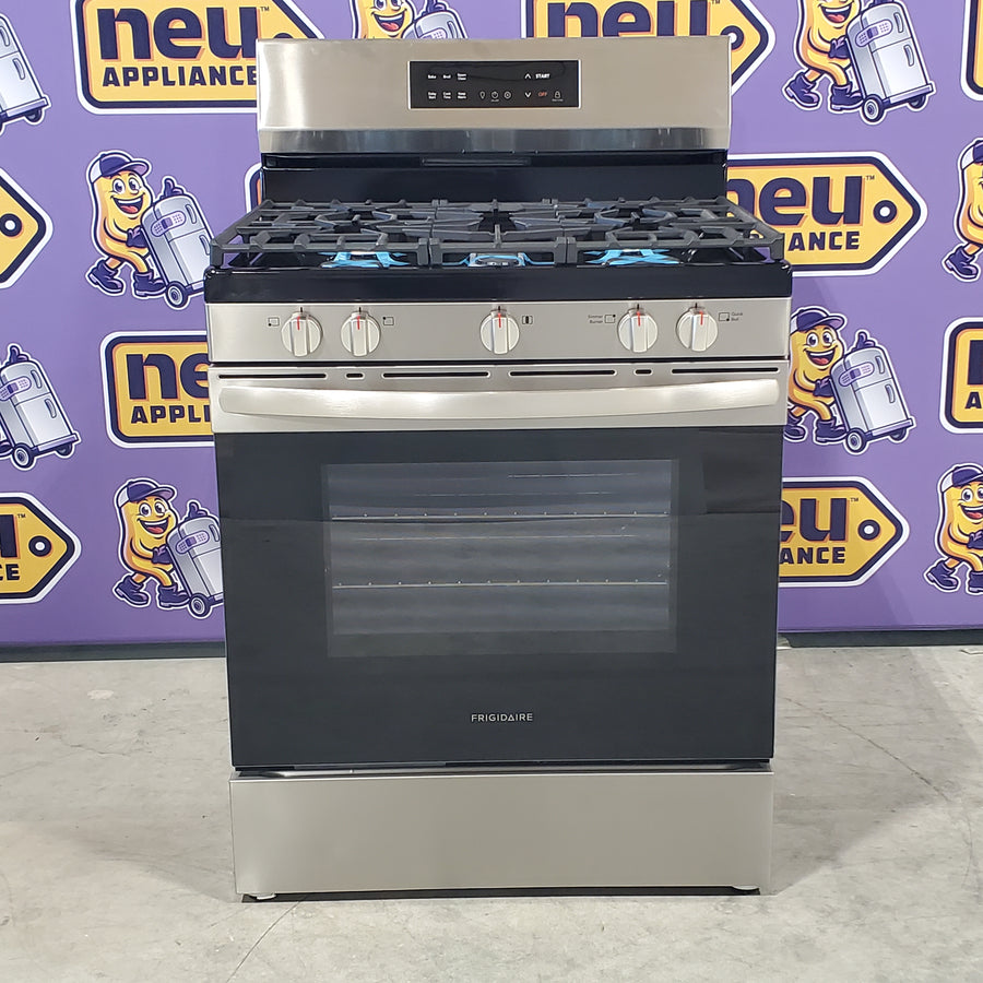 Frigidaire 30" EasyCare™ Stainless Steel Finish 5 Burner Gas Range with Quick Boil and Even Baking Technology FCRG306LAF - Open Box