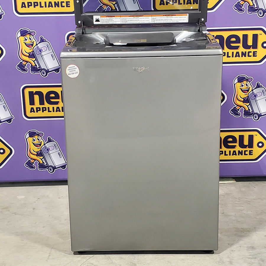 Whirlpool Chrome Shadow 5.2 - 5.3 cu. ft. ENERGY STAR Top Load Washer with 2 in 1 Removable Agitator and Load & Go™ dispenser WTW8127LC and  7.4 cu. ft. Top Load Electric Dryer with Advanced Moisture Sensing WED8127LC - Scratch & Dent - Minor