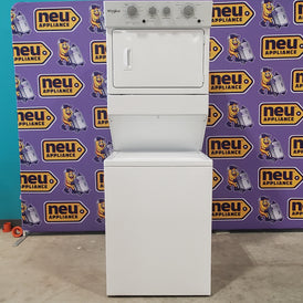 Whirlpool Long Vent Stacked 3.5 Cu. Ft. Laundry Center with 9 Wash Cycles, Auto Dry Technology, and Dual Action Agitator with Fabric Softener Dispenser WETLV27HW - Scratch and Dent (Minor)