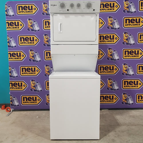 Whirlpool Long Vent Stacked 3.5 Cu. Ft. Laundry Center with 9 Wash Cycles, Auto Dry Technology, and Dual Action Agitator with Fabric Softener Dispenser WETLV27HW - Scratch and Dent (Minor)