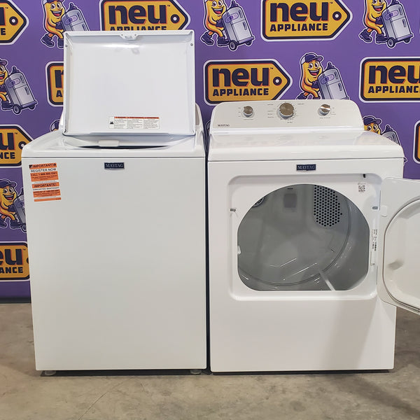Maytag 4.5 cu. ft. Top Load Washer with Power Agitator MVW4505MW and 7.0 cu. ft. Electric Dryer with Reversible Door MED4500MW